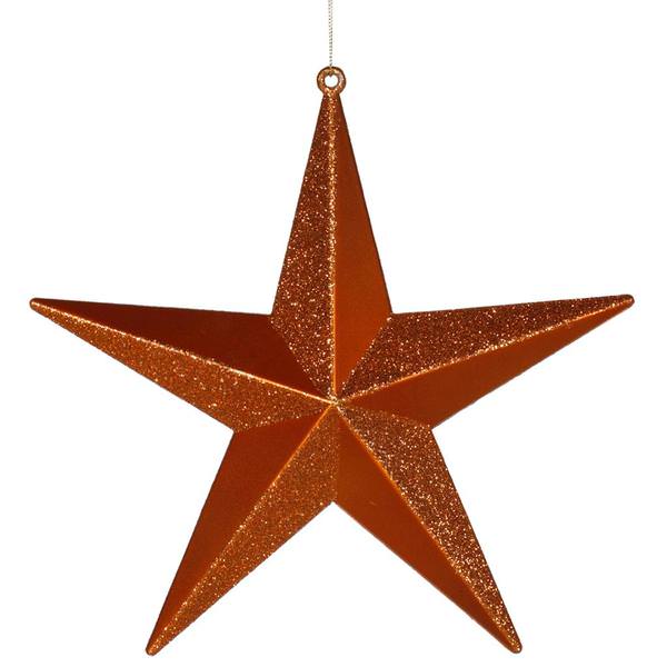 8" Burnished Orange Glitter Star Ornament