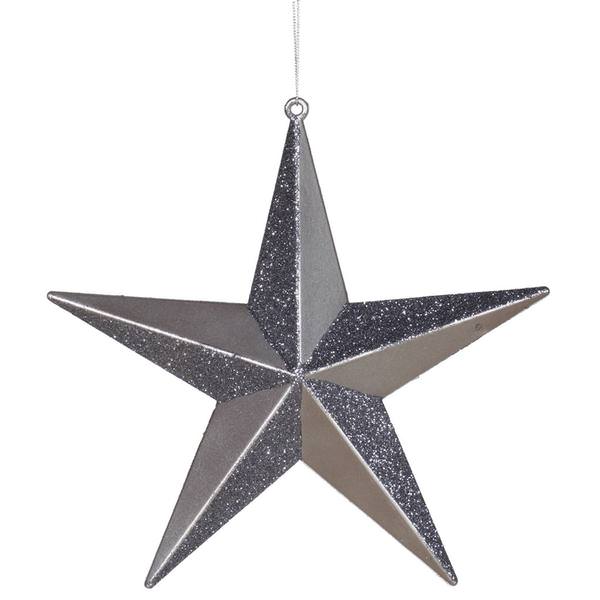 8" Pewter Glitter Star Ornament