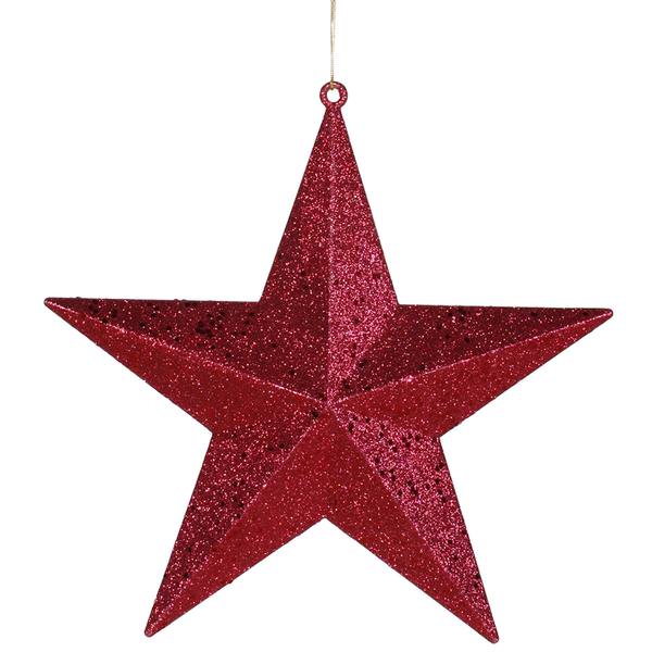 12" Burgundy Glitter Star Ornament