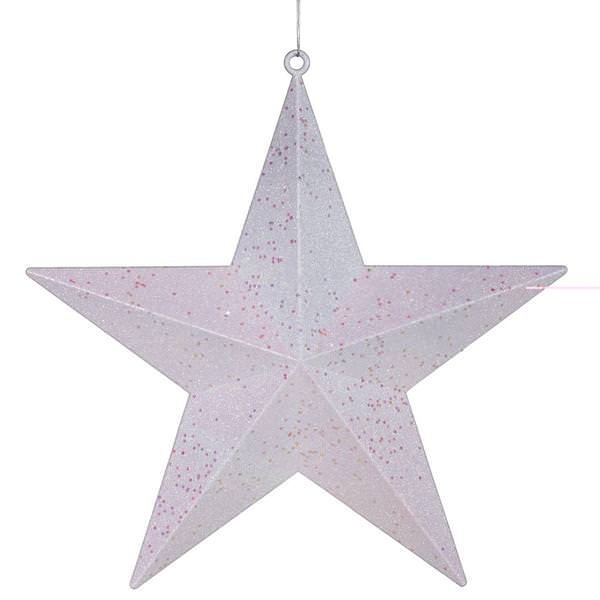 20" White Iridescent Glitter Star Ornament