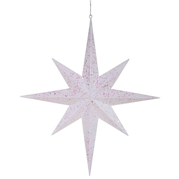 16" White Matte Glitter 8 Point Star Ornament