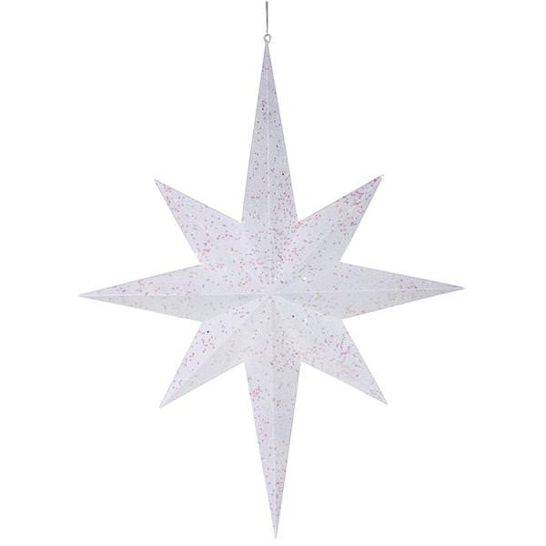 31.5" White Iridescent Glitter 8 Point Star Ornament