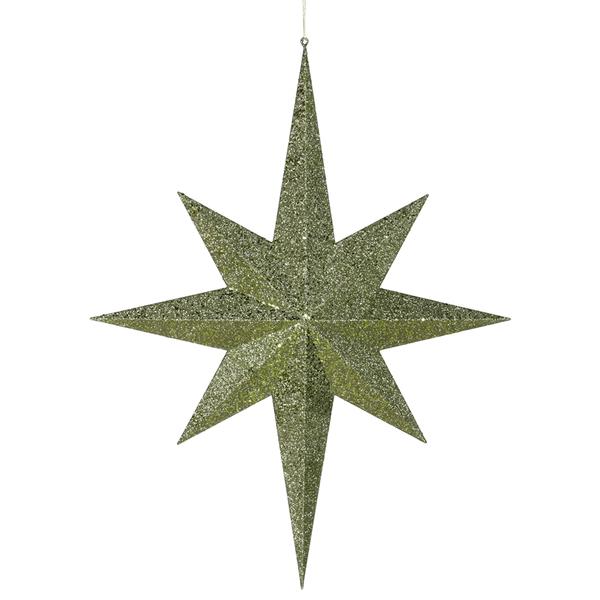 31.5" Dark Olive Glitter 8 Point Star Ornament