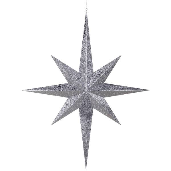 39" Pewter Glitter 8 Point Star Ornament