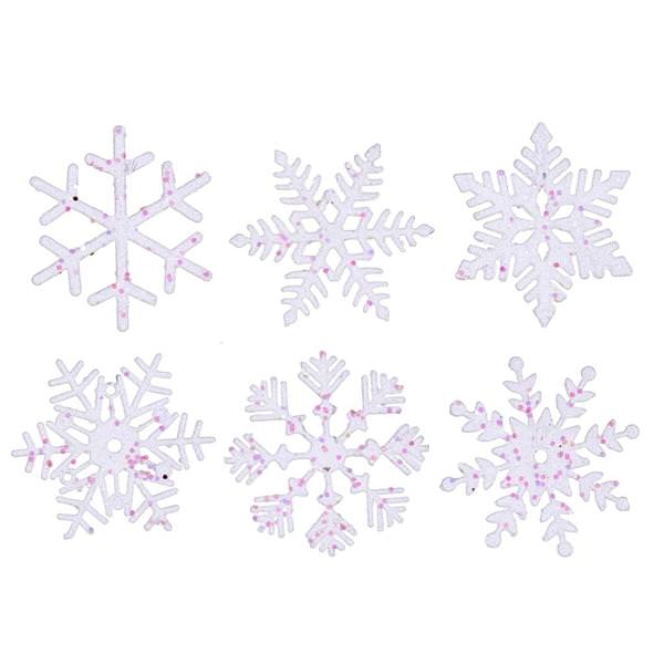5" White Glitter Snowflake Assorted Ornament (6 pack)