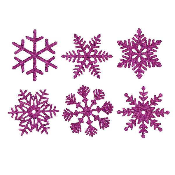 5" Purple Glitter Snowflake Assorted Ornament (6 pack)