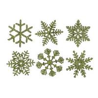 Vickerman 5" Dark Olive Glitter Snowflake Assorted Ornament (6 pack)