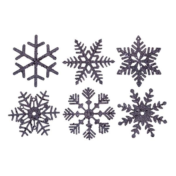 5" Sea Blue Glitter Assorted Snowflake Ornament (6 pack)