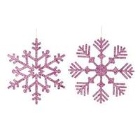 Vickerman 12" Cerise Glitter Snowflake Assorted Ornament (2 pack)