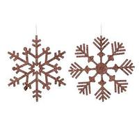Vickerman 12" Chocolate Glitter Snowflake Assorted Ornament (2 pack)