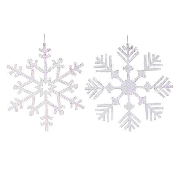 18" White Glitter Snowflake Assorted Ornament (2 pack)