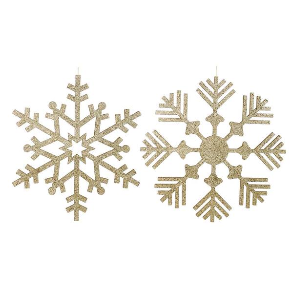 32" Gold Glitter Snowflake Assorted Ornament (2 pack)