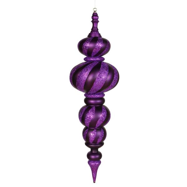 43" Purple Matte Glitter Swirl Finial Ornament