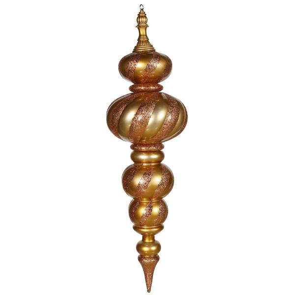 43" Antique Gold Matte Glitter Swirl Finial Ornament
