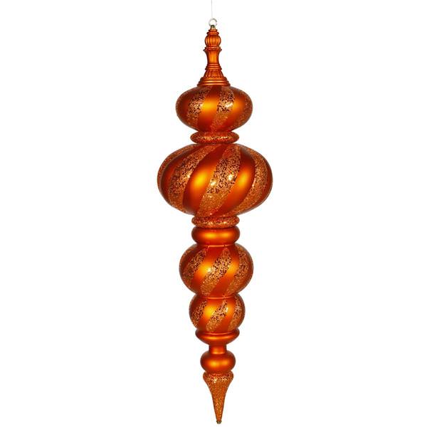 43" Burnished Orange Matte Glitter Swirl Finial Ornament