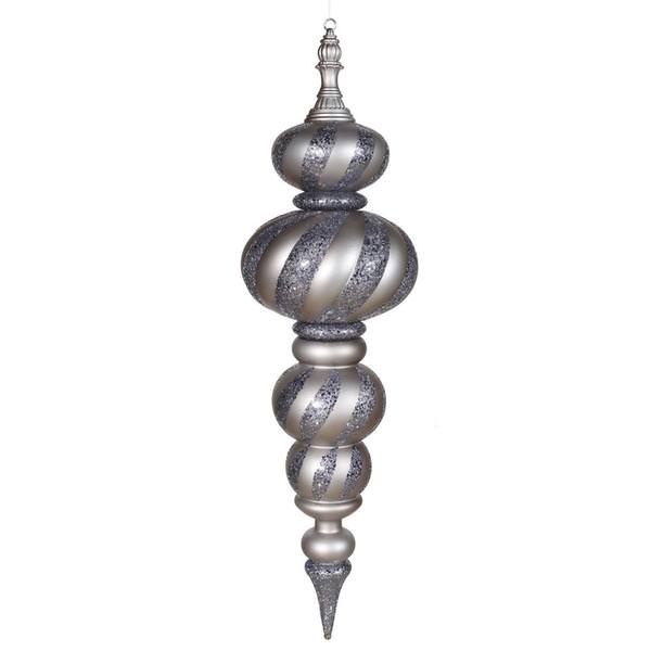 43" Pewter Matte Glitter Swirl Finial Ornament