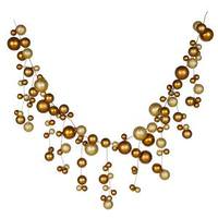 Vickerman 5' Antique Gold Ball Garland Shiny-Matte-Glitter Ornament