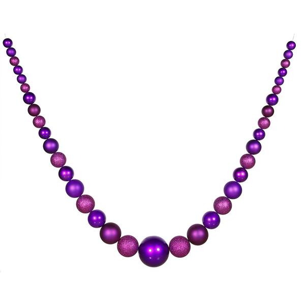 11.2' Purple Ball Garland Shiny-Matte-Glitter Ornament