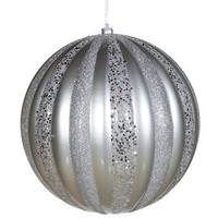 Vickerman 12" Silver Glaze Glitter Sequin Ball Ornament