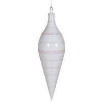 Vickerman 24" White Glaze Glitter Sequin Finial Ornament