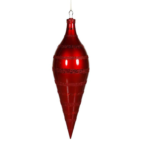 24" Red Glaze Glitter Sequin Finial Ornament
