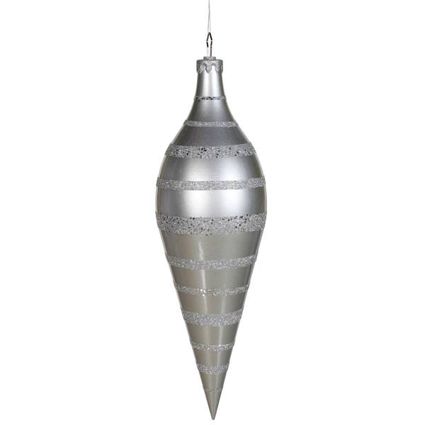 24" Silver Glaze Glitter Sequin Finial Ornament
