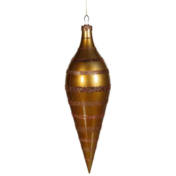 24" Antique Gold Glaze Glitter Sequin Finial Ornament