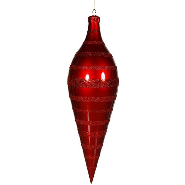 36" Red Glaze Glitter Sequin Finial Ornament