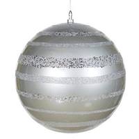 Vickerman 16" Silver Shiny Glitter Ball Ornament