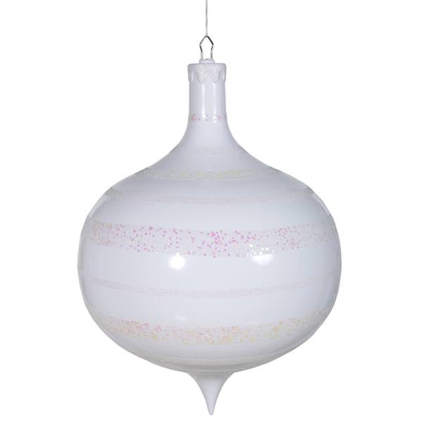 16" White Glaze Glitter Onion Ornament