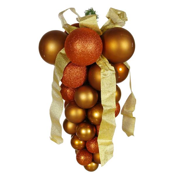24" Antique Gold Glaze Glitter Matte Grape Cluster Ornament