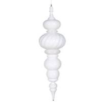 Vickerman 43" White Glaze Glitter Brushed Finial Ornament
