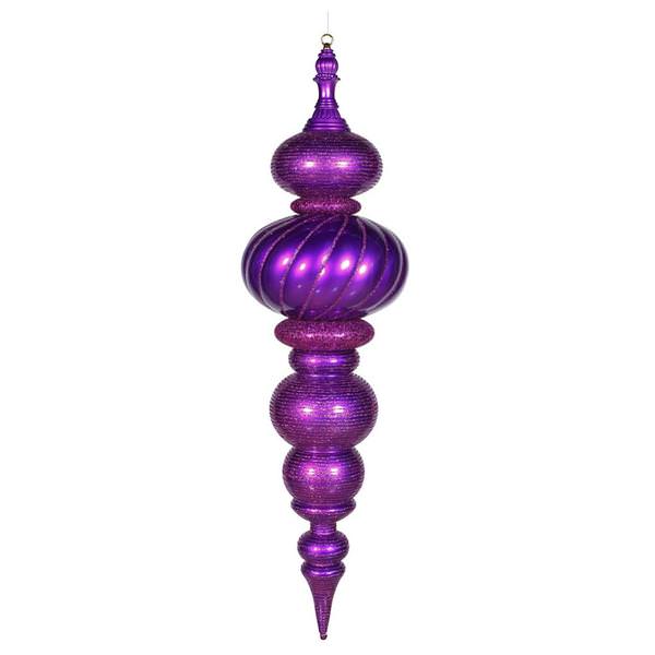 43" Purple Glaze Glitter Brushed Finial Ornament