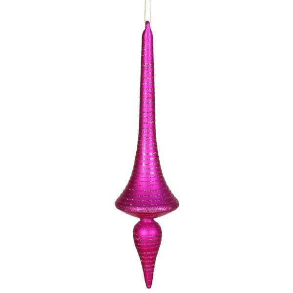 12" Cerise Matte Glitter Finial Drop Ornament