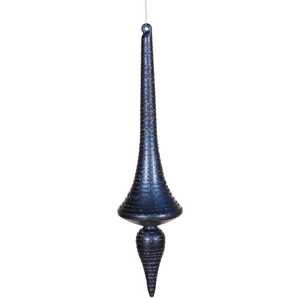 12" Sea Blue Matte Glitter Finial Drop Ornament