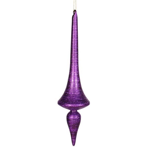 18" Purple Matte Glitter Finial Drop Ornament
