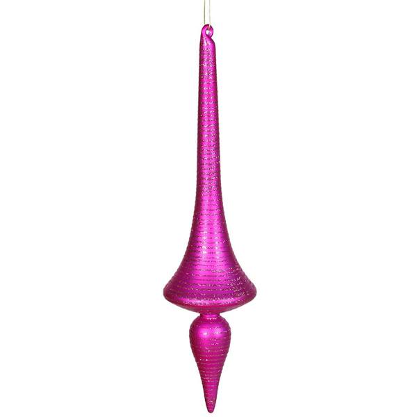 18" Cerise Matte Glitter Finial Drop Ornament