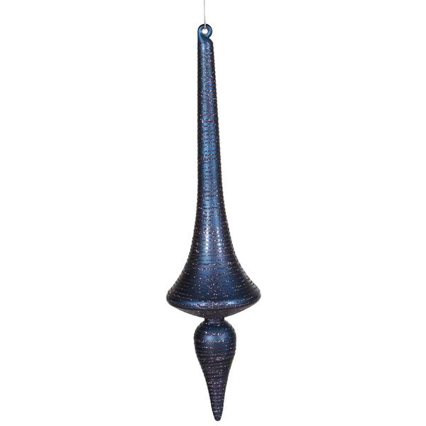 18" Sea Blue Matte Glitter Finial Drop Ornament