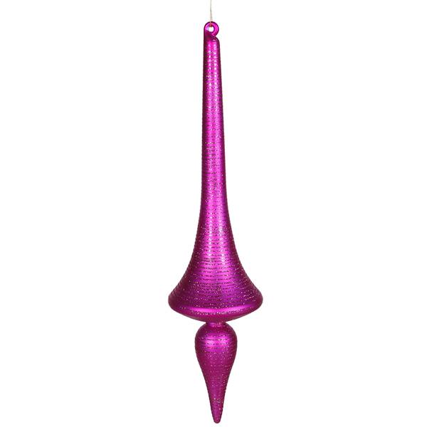 24" Cerise Matte Glitter Finial Drop Ornament