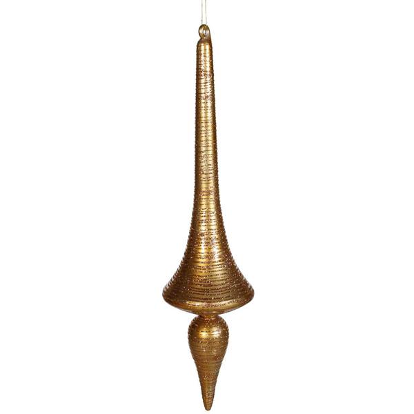 24" Antique Gold Matte Glitter Finial Drop Ornament