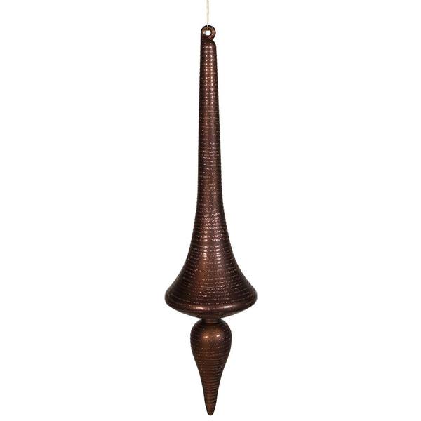 24" Chocolate Matte Glitter Finial Drop Ornament