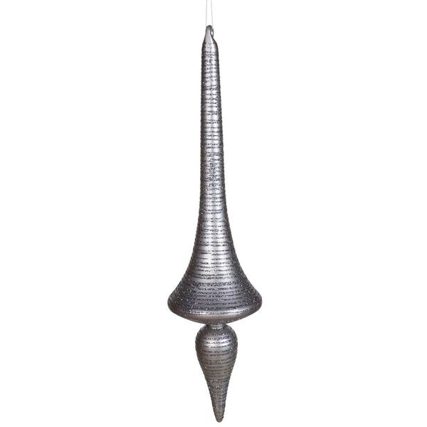 24" Pewter Matte Glitter Finial Drop Ornament