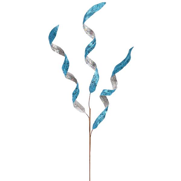28" Blue / Silver Curly Spray