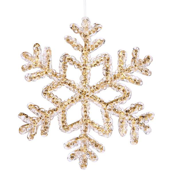 8" Gold Crystal Snowflake Ornament