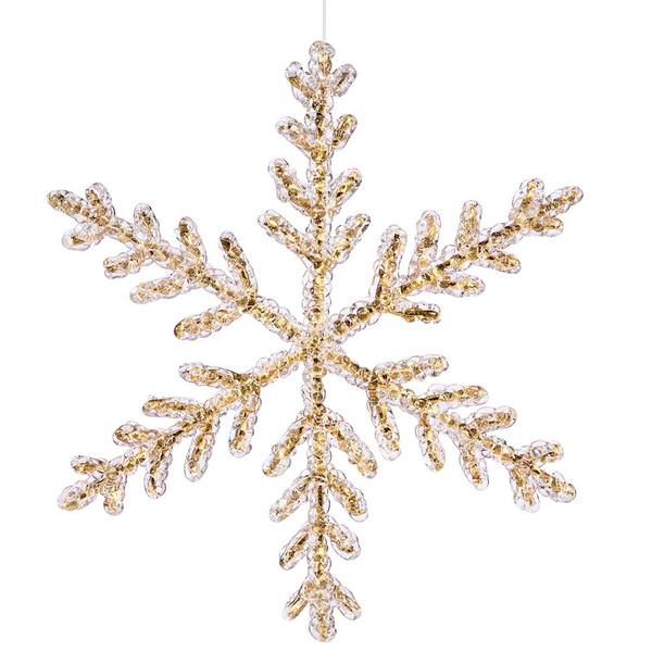 12" Gold Crystal Snowflake Ornament