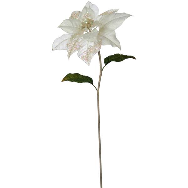 28" White Jeweled Poinsettia Flower