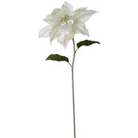 Vickerman 28" White Jeweled Poinsettia Flower