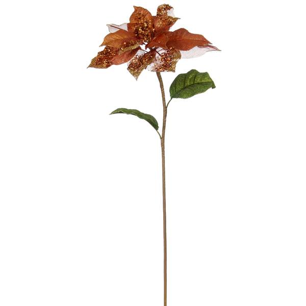 28" Copper Jeweled Poinsettia Flower
