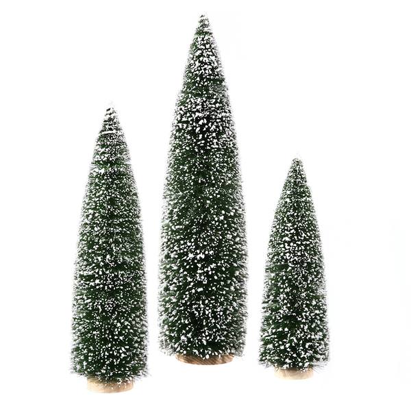 4" 6" 7" 9" Green Sisel Village Tree Set