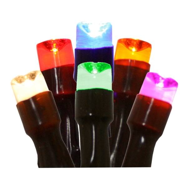 15' 35 Light Brown Wire Multi-Color Battery Operated LED Miniature String with Timer